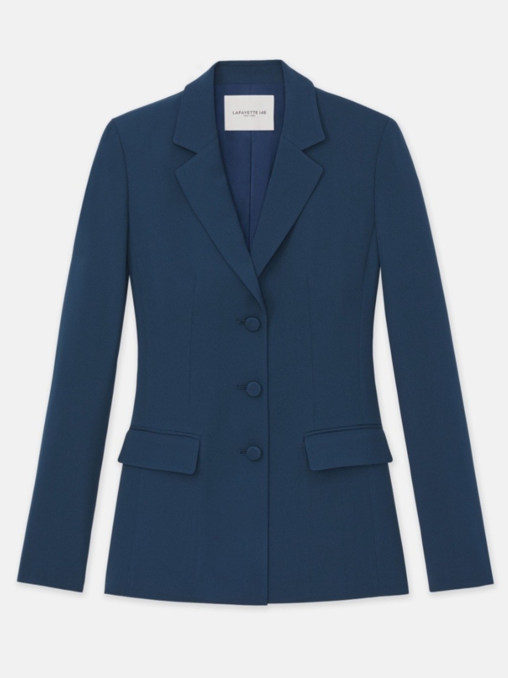 Lafayette 148 New York Navy Tailored Peak-Lapel Blazer